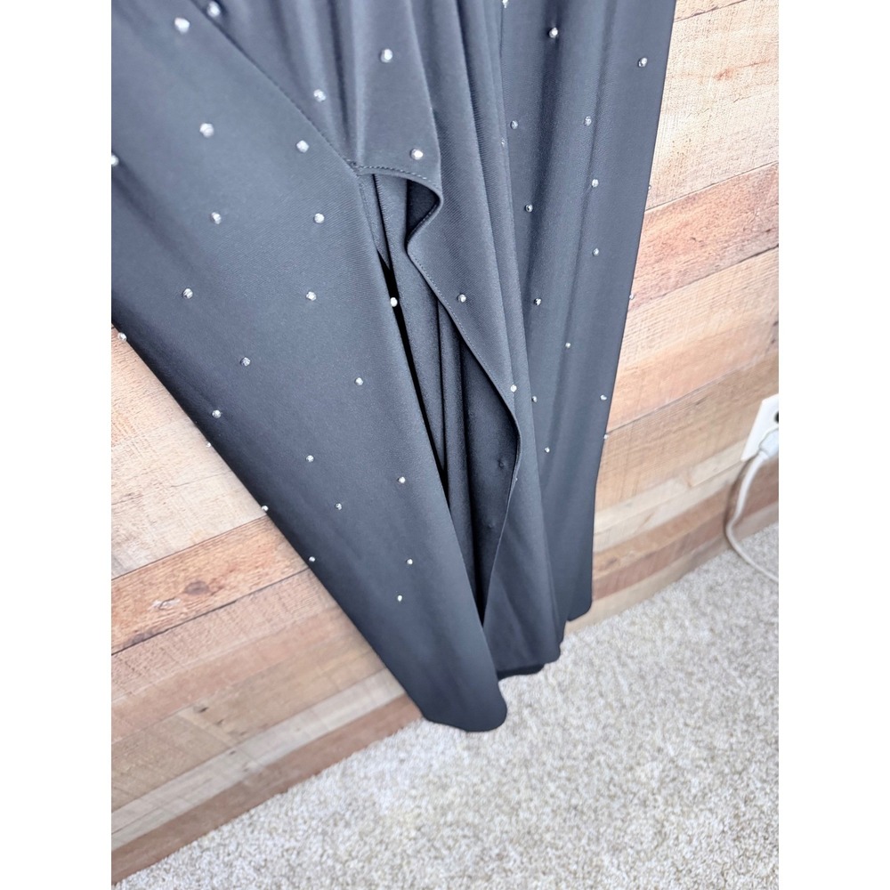 Xscape Maxi Dress Women 18W Black Excellent Embellished Cowl Neck Long Sleeve - Picture 13 of 13